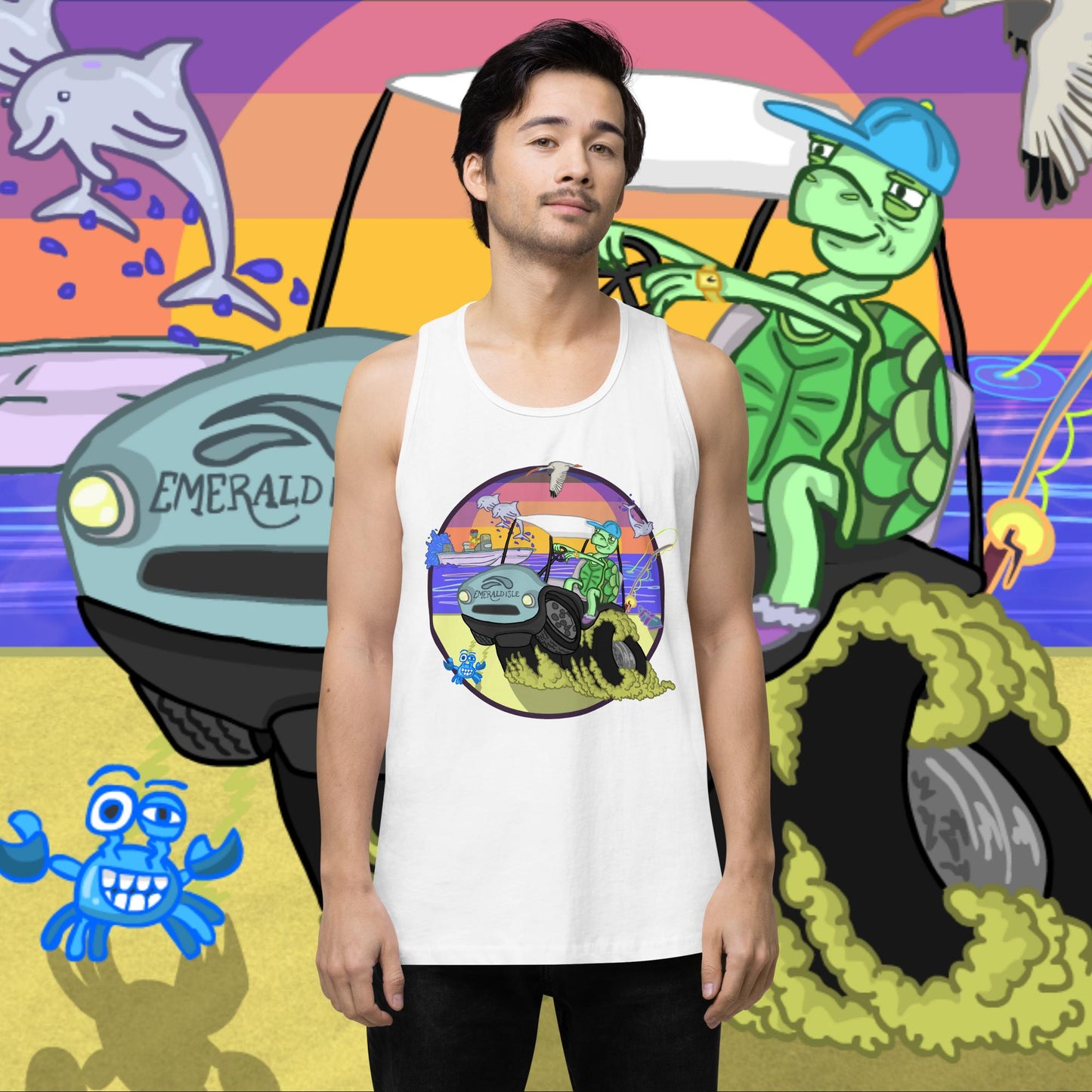 Golfcartin' Turtle Tanktop
